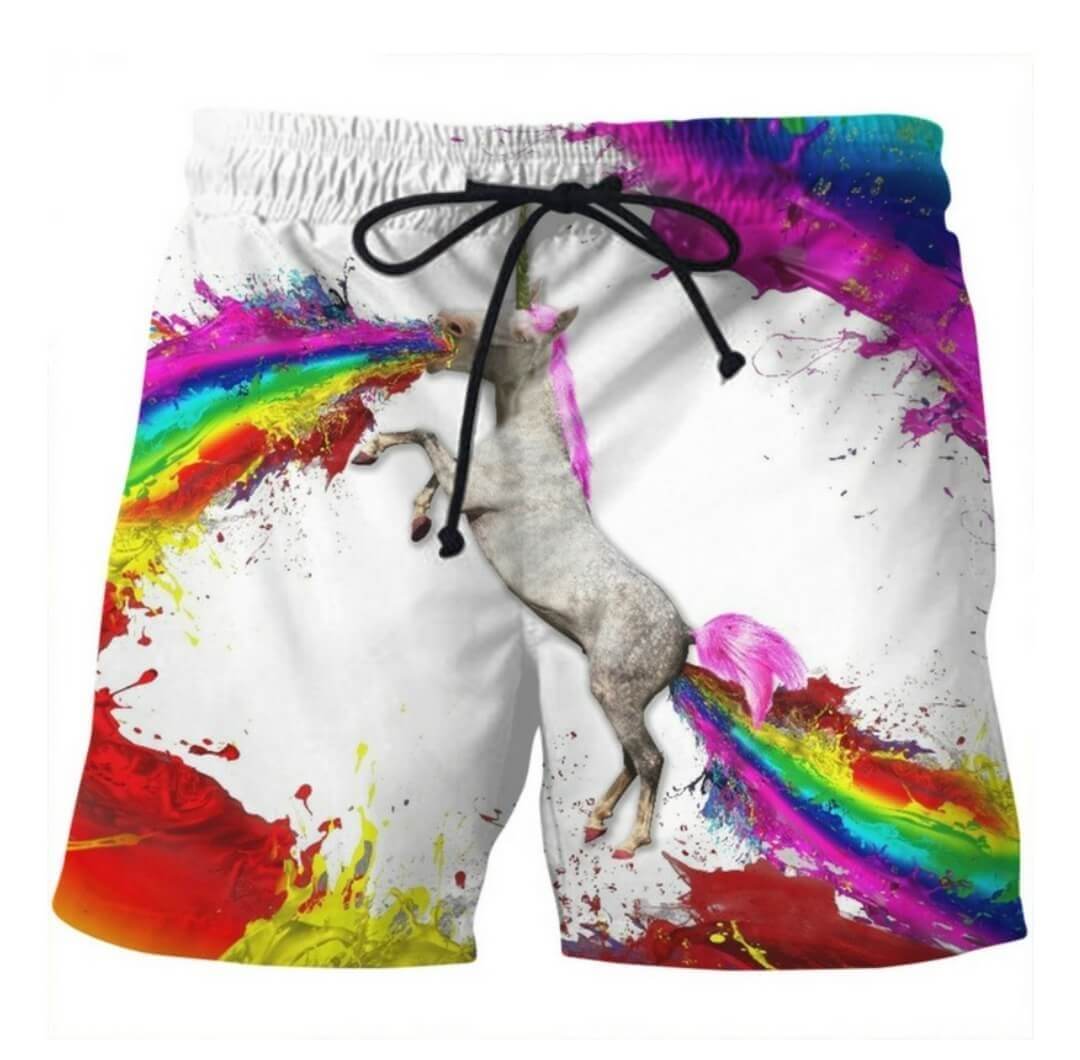 unicorn swimshorts rainbow vomit cool 3d funny 